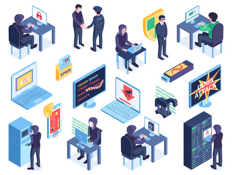 Hacker Isometric Icon Set