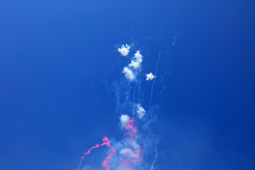 Firecracker Explosion Smoke in the blue sky