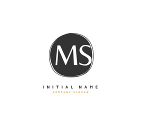 M S MS Beauty vector initial logo, handwriting logo of initial signature, wedding, fashion, jewerly, boutique, floral and botanical with creative template for any company or business.