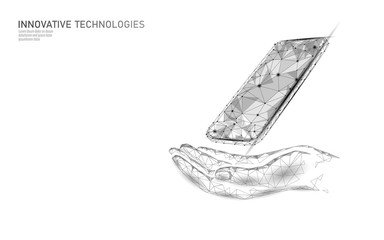 Phone service repair help business concept. Hand care mobile smartphone broken screen. Software error bug data lost. 3D virus attack information security alert vector illustration