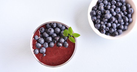 Blueberry smoothie in glass