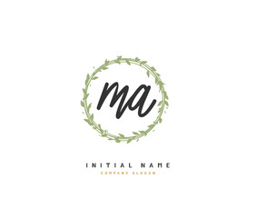 M A MA Beauty vector initial logo, handwriting logo of initial signature, wedding, fashion, jewerly, boutique, floral and botanical with creative template for any company or business.