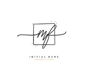 M F MF Beauty vector initial logo, handwriting logo of initial signature, wedding, fashion, jewerly, boutique, floral and botanical with creative template for any company or business.