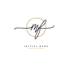 M F MF Beauty vector initial logo, handwriting logo of initial signature, wedding, fashion, jewerly, boutique, floral and botanical with creative template for any company or business.