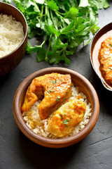 Fish curry with rice