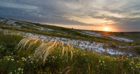 Sunrise in steppe