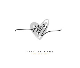 Obraz premium M R MR Beauty vector initial logo, handwriting logo of initial signature, wedding, fashion, jewerly, boutique, floral and botanical with creative template for any company or business.