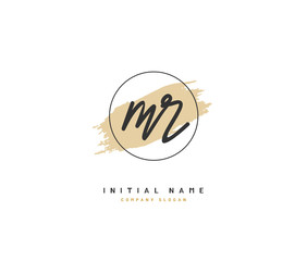 M R MR Beauty vector initial logo, handwriting logo of initial signature, wedding, fashion, jewerly, boutique, floral and botanical with creative template for any company or business.