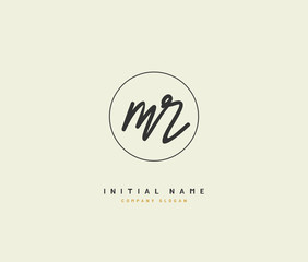 M R MR Beauty vector initial logo, handwriting logo of initial signature, wedding, fashion, jewerly, boutique, floral and botanical with creative template for any company or business.