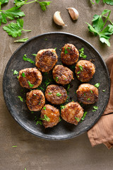 Homemade cutlets on plate