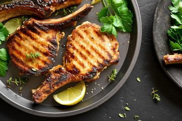 Grilled pork steaks