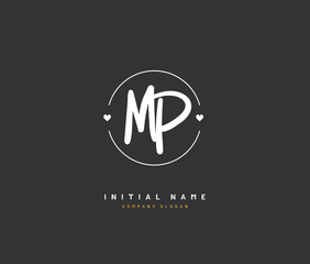 M P MP Beauty vector initial logo, handwriting logo of initial signature, wedding, fashion, jewerly, boutique, floral and botanical with creative template for any company or business.
