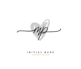 M P MP Beauty vector initial logo, handwriting logo of initial signature, wedding, fashion, jewerly, boutique, floral and botanical with creative template for any company or business.