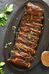 Spicy hot grilled spare ribs