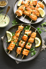 Barbecue salmon skewers
