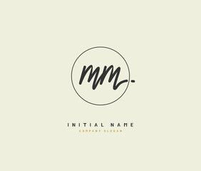 M MM Beauty vector initial logo, handwriting logo of initial signature, wedding, fashion, jewerly, boutique, floral and botanical with creative template for any company or business.