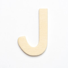 J wooden font letter isolate