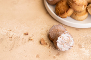 Variety of Spanish shortbreads Mantecados, polvorones, nevaditos. Typical sweets consumed at Christmas time in Spain.