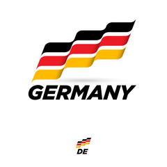 Flag of Germany. Flag consist of  black, yellow and red strips on light backgrounds. Flag fluttering in the wind.