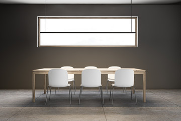 Minimalistic loft grey dining room with table