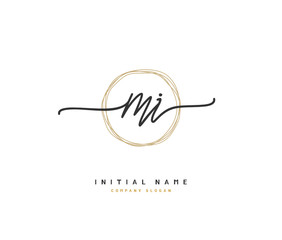 M I MI Beauty vector initial logo, handwriting logo of initial signature, wedding, fashion, jewerly, boutique, floral and botanical with creative template for any company or business.
