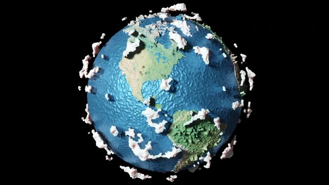Lowpoly stylized Earth Loop with Alpha Matte - 3D animation in 4K UHD 2160p Resolution ProRes4444 codec