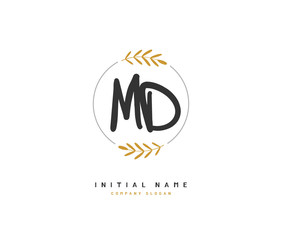 M D MD Beauty vector initial logo, handwriting logo of initial signature, wedding, fashion, jewerly, boutique, floral and botanical with creative template for any company or business.