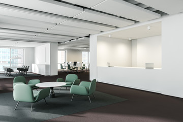 Reception and waiting room in open space office