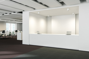 Reception hall in modern open space office
