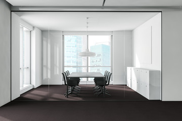Brown floor meeting room in white office