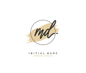 M D MD Beauty vector initial logo, handwriting logo of initial signature, wedding, fashion, jewerly, boutique, floral and botanical with creative template for any company or business.