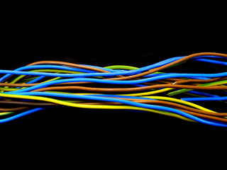 colored wires isolated on white background