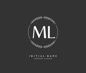 M L ML Beauty vector initial logo, handwriting logo of initial signature, wedding, fashion, jewerly, boutique, floral and botanical with creative template for any company or business.