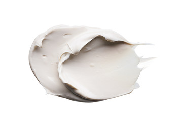 White smear and texture made by face clay or cream isolated on white background.