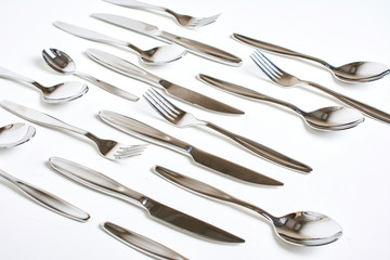 Kitchen knifes, spoons and forks. Cutlery