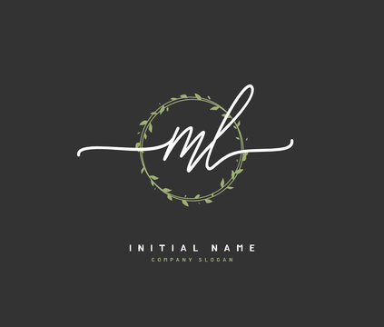 M L ML Beauty vector initial logo, handwriting logo of initial signature, wedding, fashion, jewerly, boutique, floral and botanical with creative template for any company or business.