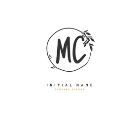 Obraz premium M C MC Beauty vector initial logo, handwriting logo of initial signature, wedding, fashion, jewerly, boutique, floral and botanical with creative template for any company or business.
