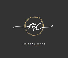 M C MC Beauty vector initial logo, handwriting logo of initial signature, wedding, fashion, jewerly, boutique, floral and botanical with creative template for any company or business. - obrazy, fototapety, plakaty