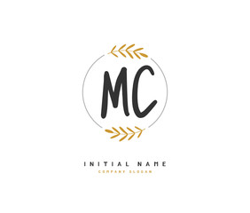 M C MC Beauty vector initial logo, handwriting logo of initial signature, wedding, fashion, jewerly, boutique, floral and botanical with creative template for any company or business.