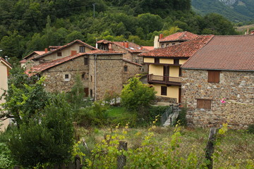 Fototapeta na wymiar Architecture in village Espinama in national park Picos de Europa in Cantabria,Spain,Europe