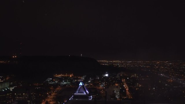 MONTREAL, CANADA - Aerial Night View of Downtown Montreal City
