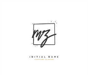 M Z MZ Beauty vector initial logo, handwriting logo of initial signature, wedding, fashion, jewerly, boutique, floral and botanical with creative template for any company or business.