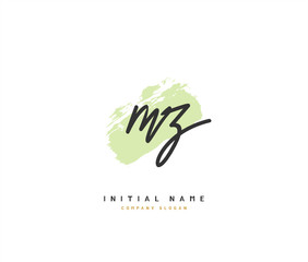M Z MZ Beauty vector initial logo, handwriting logo of initial signature, wedding, fashion, jewerly, boutique, floral and botanical with creative template for any company or business.