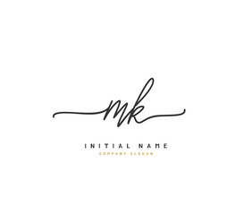 M K MK Beauty vector initial logo, handwriting logo of initial signature, wedding, fashion, jewerly, boutique, floral and botanical with creative template for any company or business.
