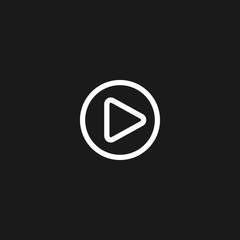 Play line icon in circle. Film or Media icon flat. button. pictogram isolated on black background.