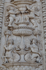 Fototapeta na wymiar House decoration in the historic centre of Ferrara, Italy