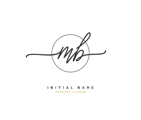 M B MB Beauty vector initial logo, handwriting logo of initial signature, wedding, fashion, jewerly, boutique, floral and botanical with creative template for any company or business.