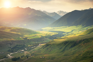 Fototapeta premium Beautiful landscape of alpine mountain meadows