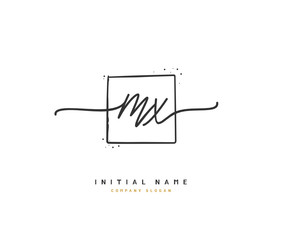 M X MX Beauty vector initial logo, handwriting logo of initial signature, wedding, fashion, jewerly, boutique, floral and botanical with creative template for any company or business.