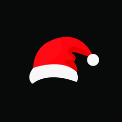 Santa Claus Hat. Vector on black background
